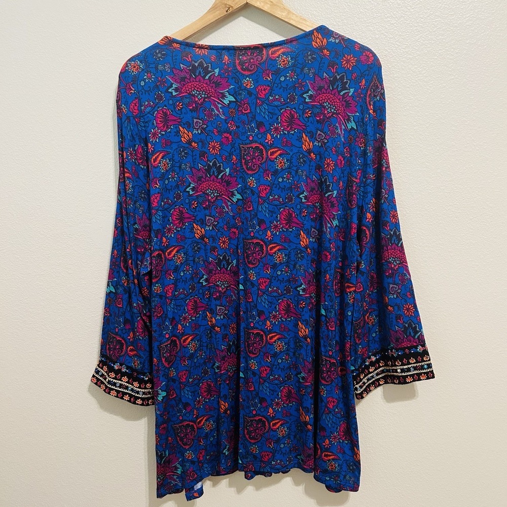 Soft Surroundings Tamuri Beaded Tunic Size 2X Boho Coastal Hippie Resortwear - Picture 2 of 16